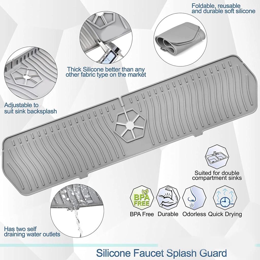 Kitchen Silicone Faucet Pad Kitchen Sink Protection Pad Reusable Drying Mat Dish Sponge Drying Mat Drip Catcher Tray