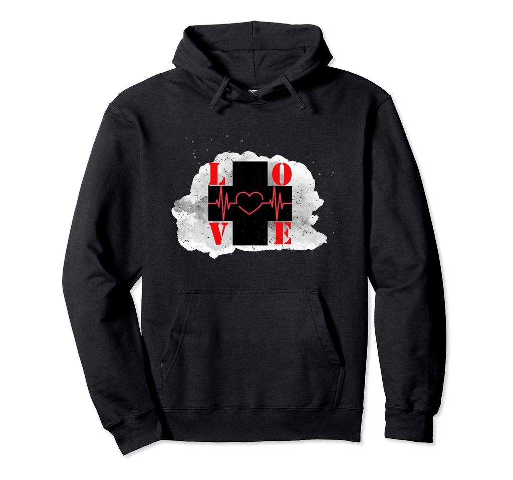 Love Cross Heartbeat Heart Valentine's Day Romantic Gift Hoodie