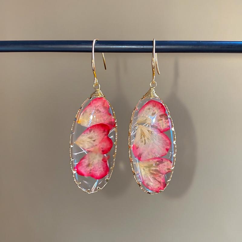 Elegant Resin Flower Water Drop Earrings: Chic Hook Design for Women