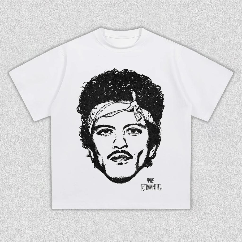 Bruno Mars "The Romantic" Sketch Minimalist Casual Streetwear Pop Rock Concert Fan Merch T-Shirt