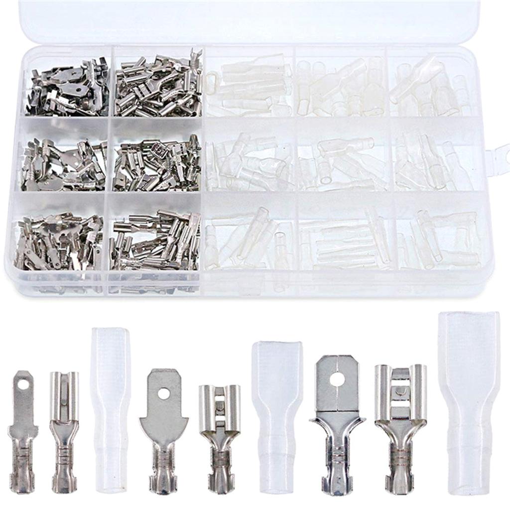 360pcs Cable Lugs Set Receptacles Set Flat Connector Male & Female Cable Connector with Insulating Sleeve Electrical