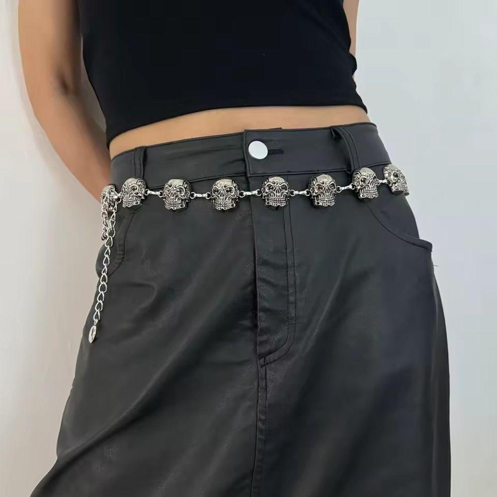 Punk Body Chain Silver Waistband Elegant Skull Waist Chain  Ladies