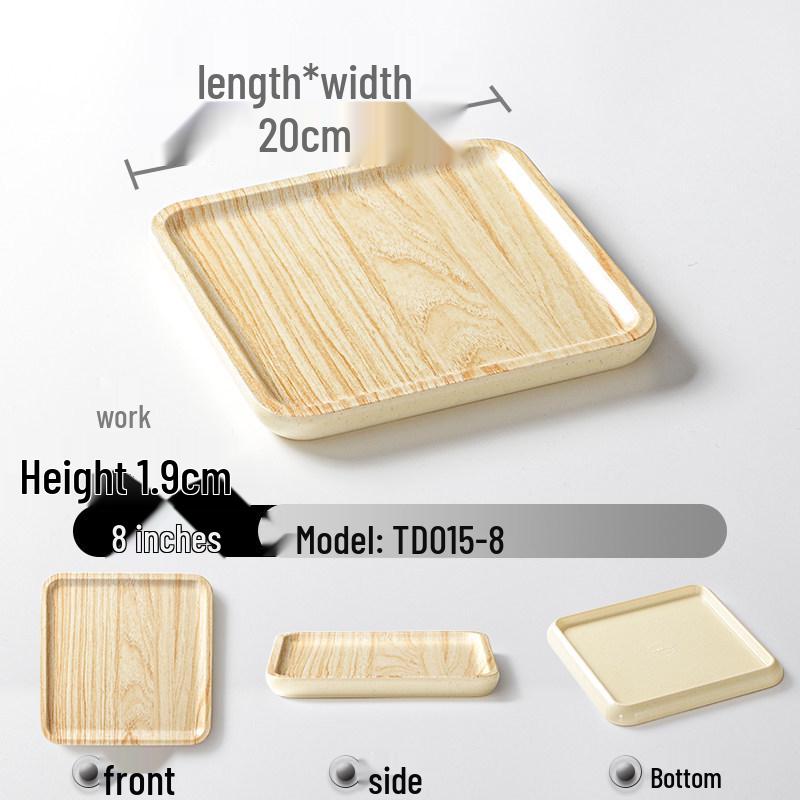 Xiangyuanmei Melamine Barbecue Hot Pot Side Plate - Imitation Porcelain Grill Pan with Wood Grain Design