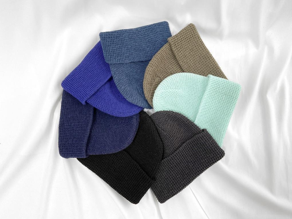 Damen- und Herren Leinen Waffel Beanie Herbst Winter Einfache Mütze