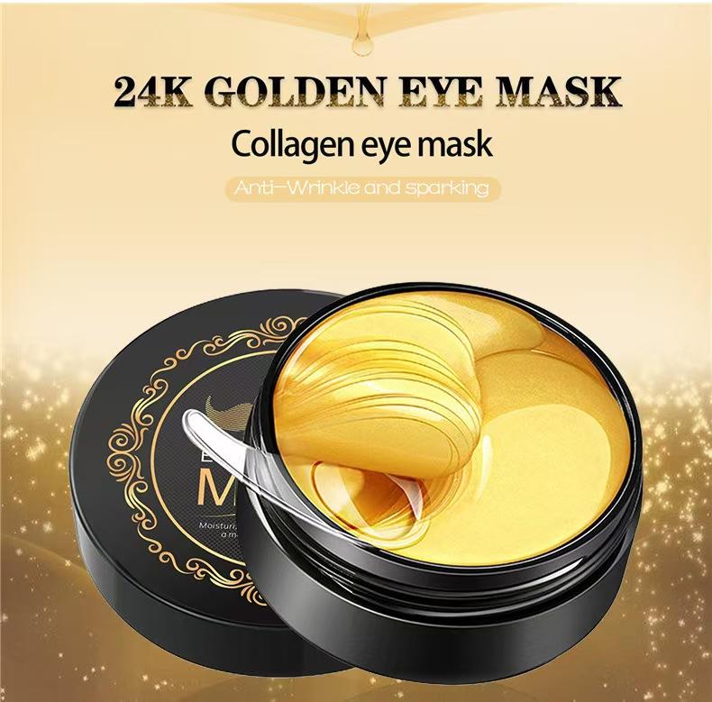 Maschera Occhi Oro 24K Rimuove Occhiaie Rassodante Attenua Linee Sottili Anti-Età Acido Ialuronico Collagene Maschera Sotto Occhi Cura della Pelle Occhi