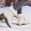Women Winter Snow Boots Plush Lace Up Mid Calf Boots Thick Sole Warm Cotton Shoes Outdoor Hiking Sneakers Non Slip