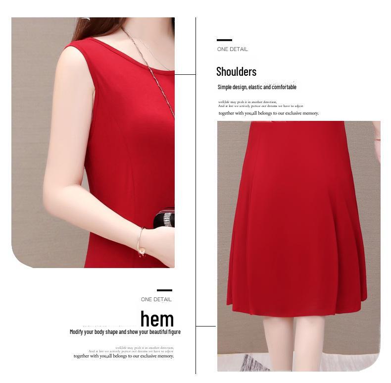 2025 Summer Sleeveless Modal A-line Dress - Loose Fit, Large Size