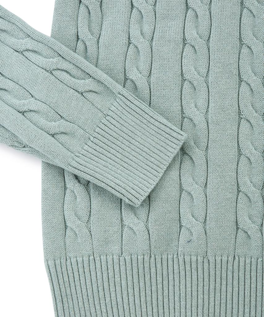 BROOKS BROTHERS Cotton Cable Crew Neck Sweater (Light Green) (Bbwtmf8407Hes)