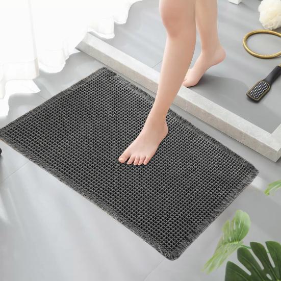 Covoraș de podea absorbant rapid, îngroșat, cu uscare rapidă, textura 3D, antiderapant, fund, care captează murdăria, covor de intrare multifuncțional pentru baie, duș, chiuvetă, bucătărie, covor