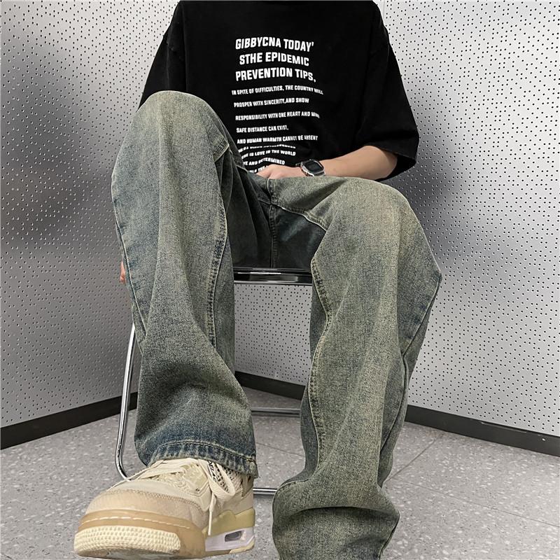 Vintage Jeans Men's Summer Street Casual Wide Leg Trend ins Loose Student Straight Pants