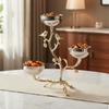 ThreeBowl Fruit Holder Branch MetalLook Bird Decorative Stand