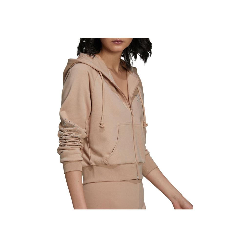 Adidas 2000 Luxe Cropped Track Top Hooded Zip Long Sleeve Jacket Women Jacket Pink HF6766