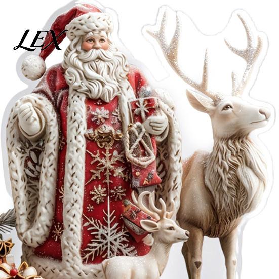 Indoor Holiday Ornament Display Christmas Santa Claus Ornament, Retro Reindeer Acrylic Decoration, Moisture Proof Double Sided Desktop Figurines