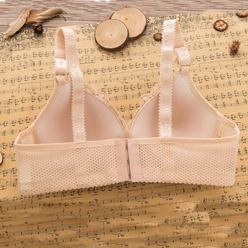 Gather Thin Section No Steel Ring Bra Ladies Anti-sagging Breasts Sexy Adjustable Embroidered Bra