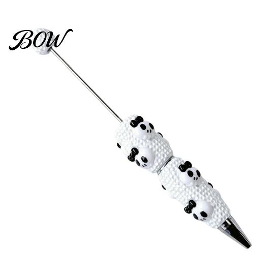Smooth Writing Beaded Pens Halloween Rhinestone Beadable Pen, DIY Sparkly Cat Pumpkin Ghost Plastic Handmade Gift Glitter Black Ink Ballpoint Pen for