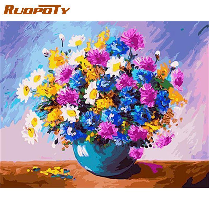 

Ruopoty, безрамная ручная роспись, сделай сам, цифровая живопись по номерам, цветы, наборы для рисования на холсте, акриловая настенная живопись, домашний декор 40x50CM NO Frame