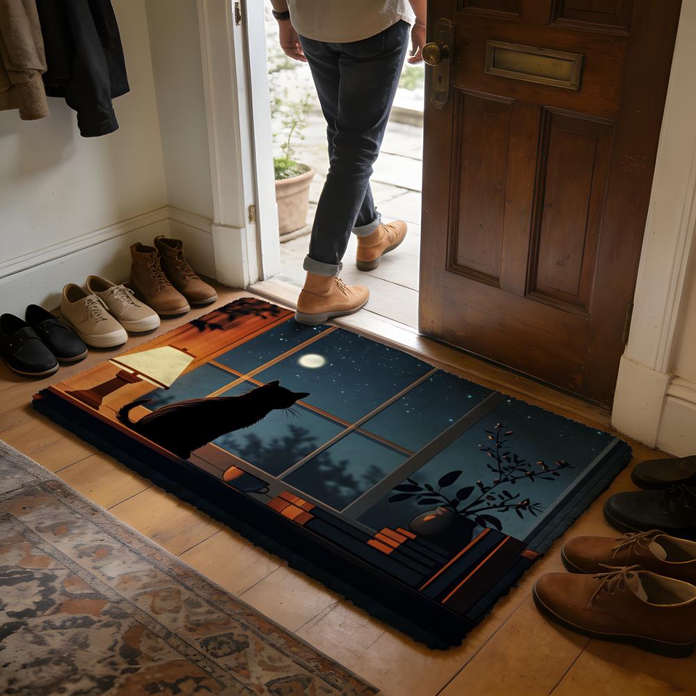 Imitation Window Landscape Floor Mat Soft Flannel Absorbent Mat Non-Slip Rug Home Bedroom Bathroom