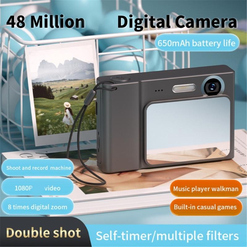Portable Digital Camera 1080P 48MP Retro CCD Card Machine Memory Card Transmission Supported for Students Kids