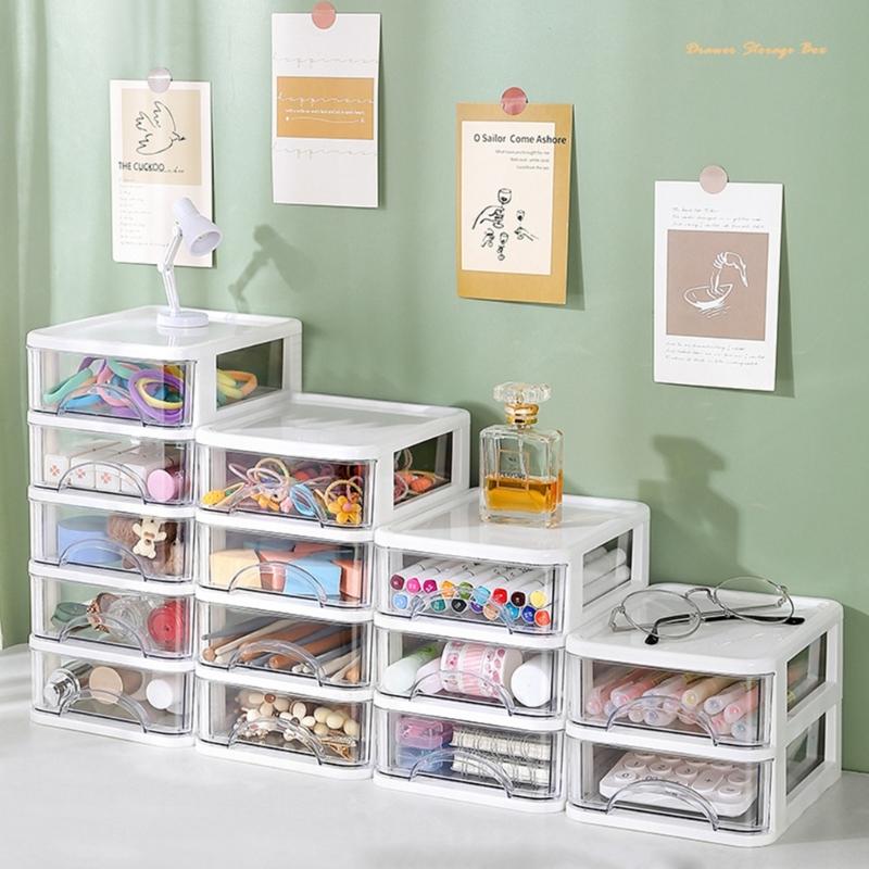 Clear Storage Organizer Desk Organizer with Drawers Plastic Stationery Organizer Makeup Organizer Storage Box for Office