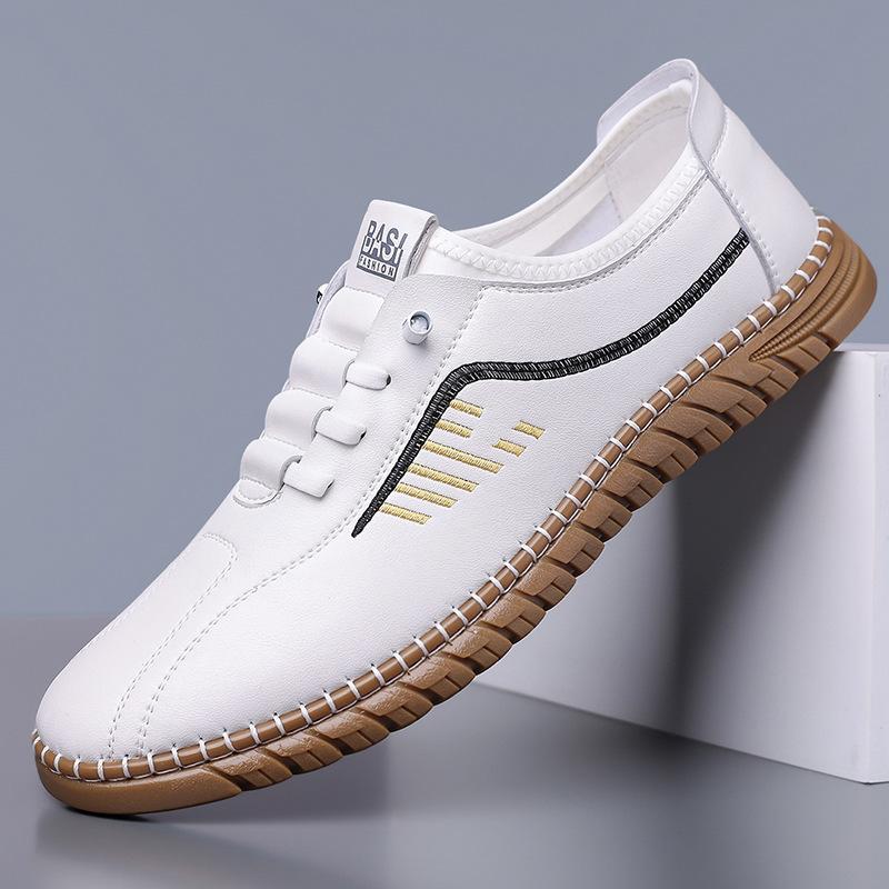 Fashion Spring Autumn New Designer Driving Shoes for Men Fashion Casual Solid Color Leather Shoes Male Lace Light Board Shoes Man
