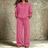 Women's Casual Comfortable Hooded Sweatshirt and Pants Set with Pockets for Fall Winter