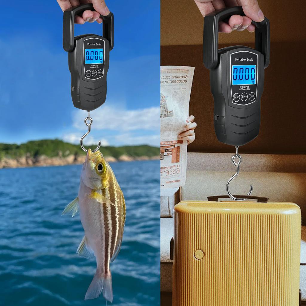 Bilancia digitale per bagagli da 50 kg/110 libbre, bilancia da viaggio e da pesca con metro a nastro da 1,5 m