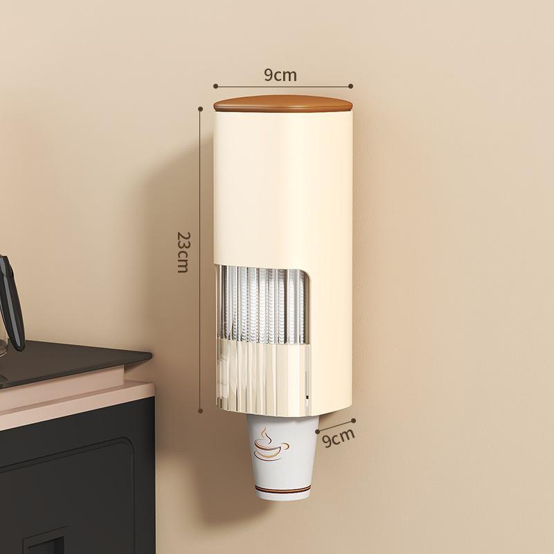 

Disposable Paper Cups Dispenser Plastic Cup Holder For Water Dispenser Wall Mounted Automatic Cup Storage Rack Cups Container S бежевый