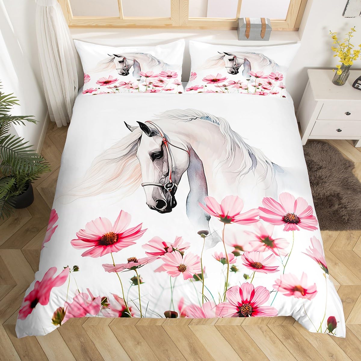 Пододеяльник с изображением мультяшной лошади King Queen Galloping Horse — фото 11