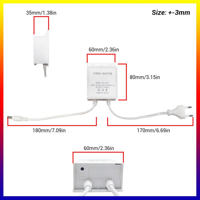 Waterproof DC12V/2A EU Power Adapter For Surveillance CCTV Security Cameras AHD Camera DVR NVR Input AC100V-240V 5.5mm*2.1mm