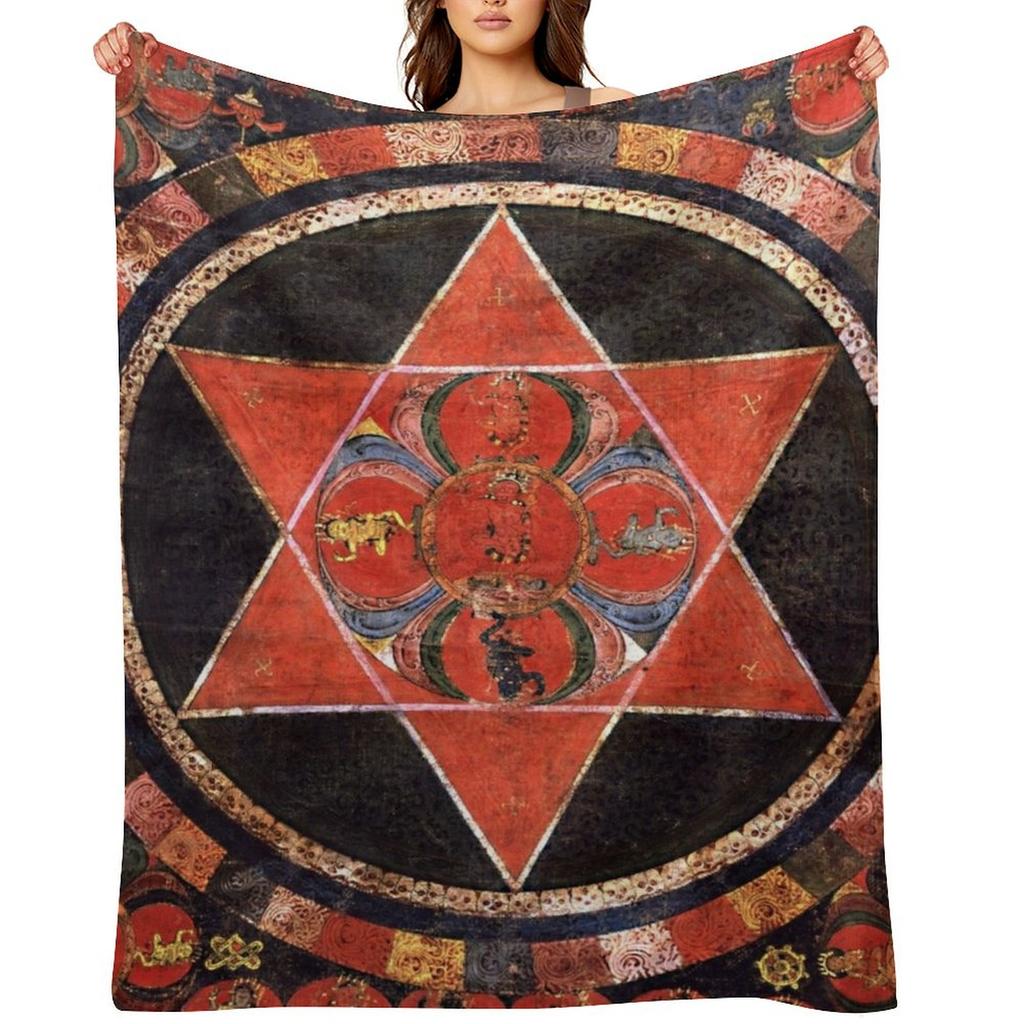 Mandala 89 Vajravarahi Five Deity Mandala Throw Blanket Flannel Manga For Decorative Sofa Wednesday Blankets