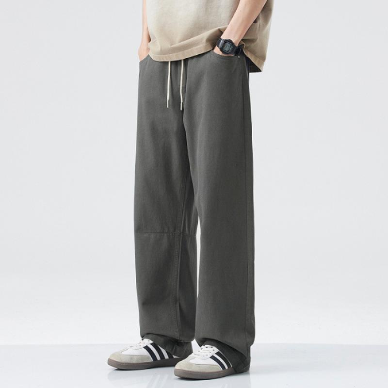 Spring and summer Lyocell Tencel American trend loose straight wide-leg pants men's retro casual pants men