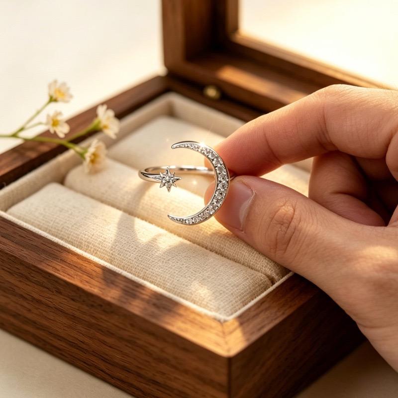 Xiaomi BF CLUB 925 Sterling Rings for Women Simple Geometric Handmade Irregular Retro Moon Zircon Round Ring Allergy For Birthday Gift
