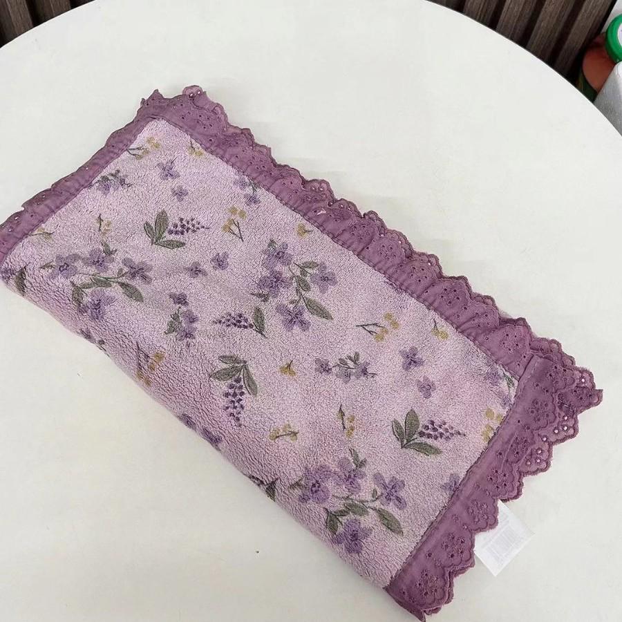 

Мягкое коралловое флисовое банное полотенце с цветочным кружевом 35x75 cm Towel цветочный/фиолетовый