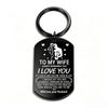 Engravable Stainless Steel Couple Dog Tag Keychain – Unisex Wedding Anniversary/Valentine's Day Gift