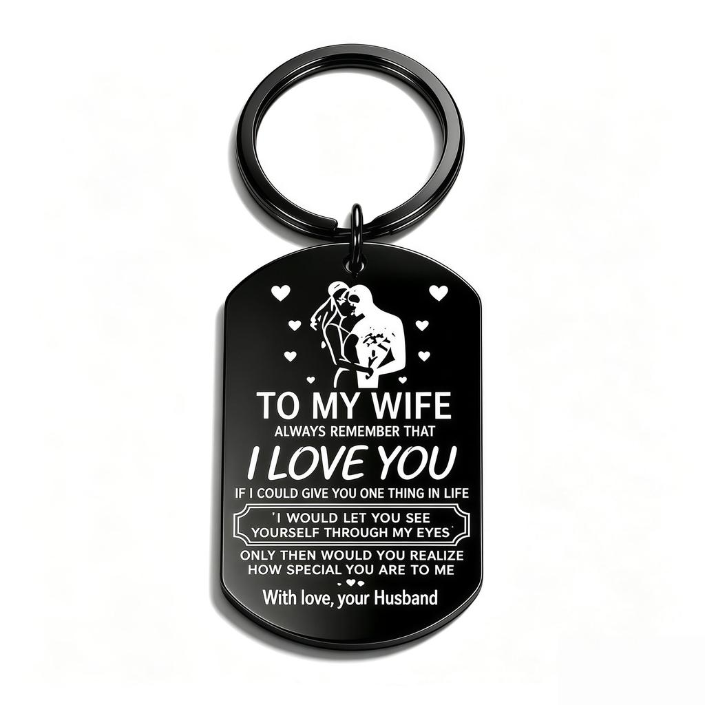 Engravable Stainless Steel Couple Dog Tag Keychain – Unisex Wedding Anniversary/Valentine's Day Gift