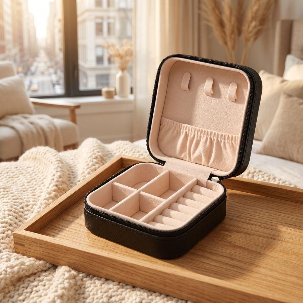 PU Leather Jewelry Organizer Box Square Jewelry Display Box Durable Jewelry Storage Box Girls