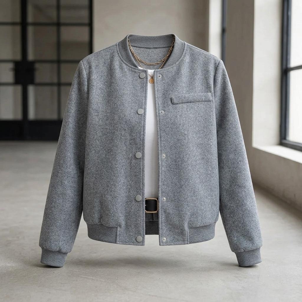Nuova Giacca Casual da Donna Autunno e Inverno Manica Lunga Morbida Giacca di Lana Giacca Baseball