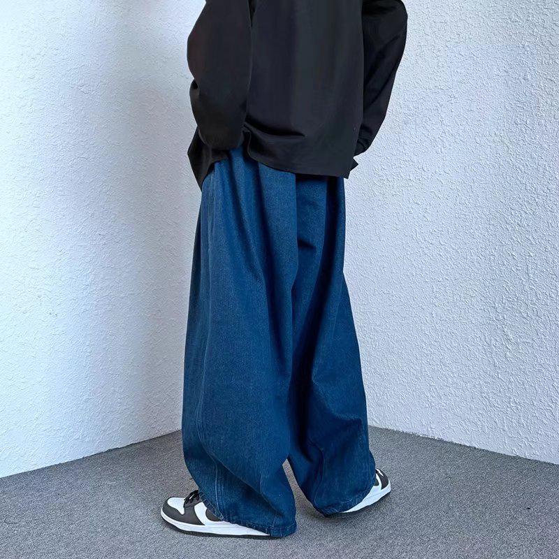 Men's Autumn/Winter Trendy Wide-Leg Jeans - Handsome Loose-Fit Japanese Retro Harem Style Casual Pants.