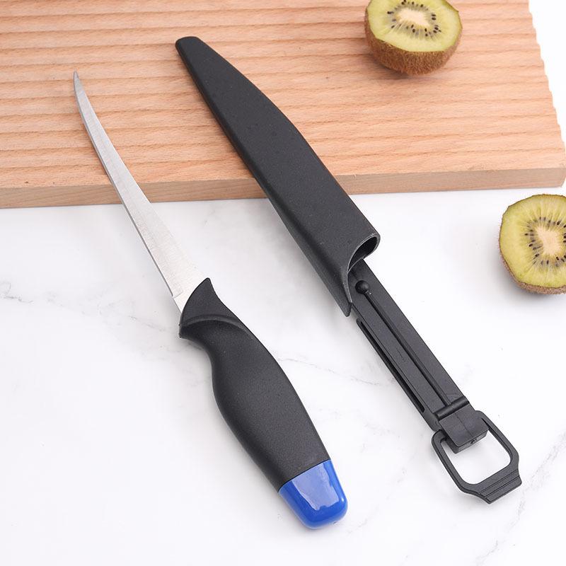 Urbeningskniv 6'' Filékniv i rostfritt stål Skiva Hackning Skärning Urbening Fisk Kött Fjäderfä, Med slida, köksredskap