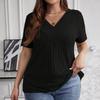 Women's Plus Size Casual And Fashionable V-Neck Long Sleeved Top V-Neck Short Sleeved Top