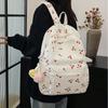 Zaino in velluto a coste con motivo ciliegie per donna, zainetto da viaggio, tracolla regolabile, zaino per laptop, cerniera per lavoro, shopping, scuola, mochilas