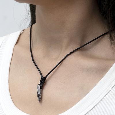 Necklace Cold Front Black Rope Solid Pendant Retro Simple Pendant
