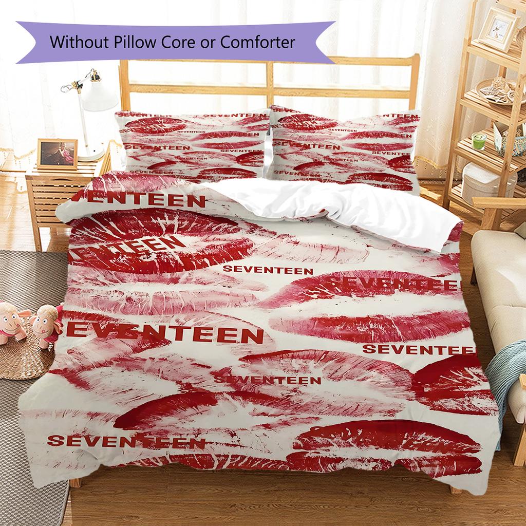 SEVENTEEN Pattern Bedding,Quilt Set Quilt Cover Pillowcase Home Birthday Gift (1 * duvet cover + 2 * pillowcase, without core)