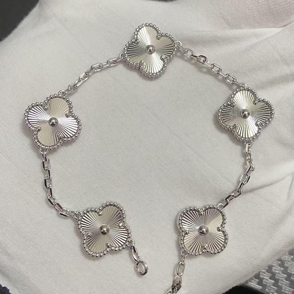 Nouă Versiune Brățară Trifoi cu Patru Foi Cinci Flori Agat Roșu Natural Sidef Alb Brățară Dama Brățară Laser