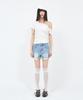 Sekeondeusolteu Layered Damaged Washed Denim Shorts (Light Blue)