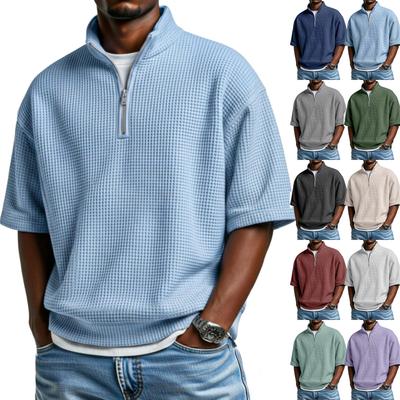 Men's Casual Quarter-Zip Short-Sleeve Top