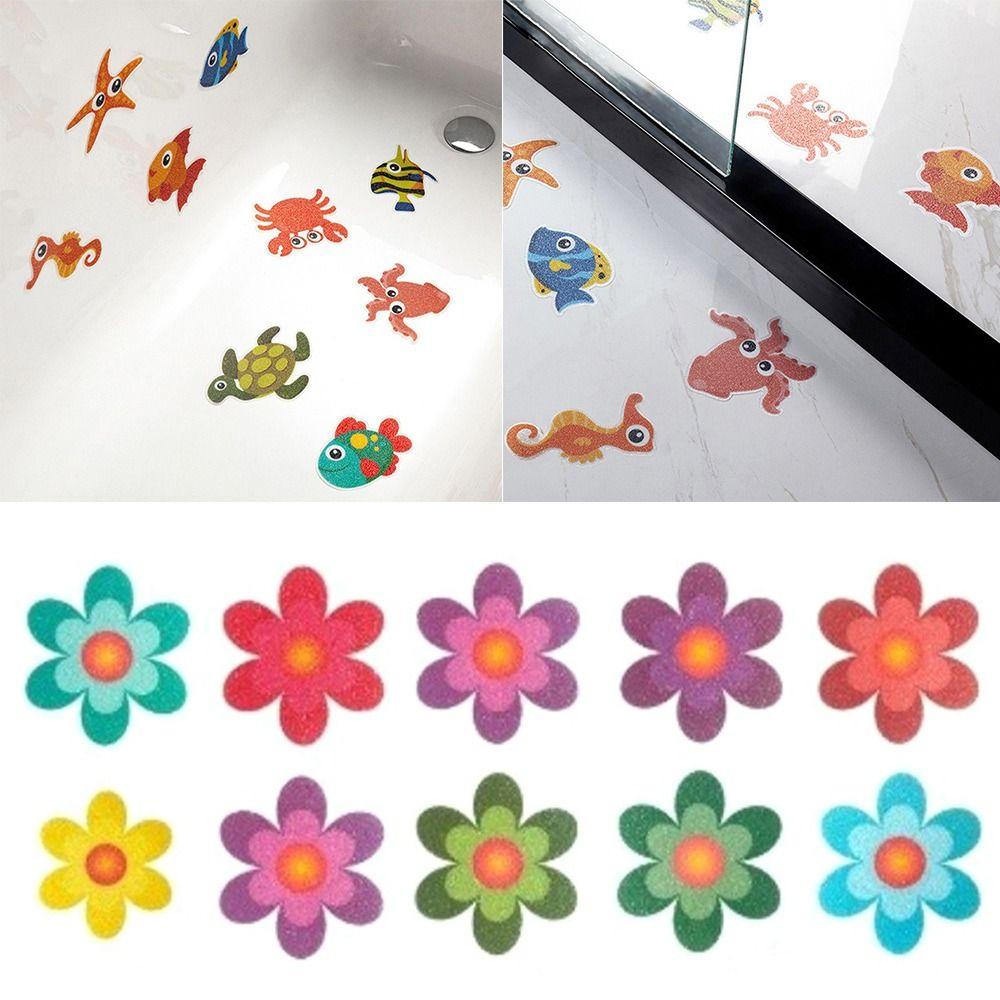 Flower Bath Tub Slip Stickers 3.99*3.93 Inch Cartoon Non-slip Sticker  Bathroom