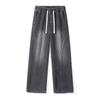 American High Street Trendy Brand Splicing Elastic Waist Jeans Men's Trend Versatile Loose Wide Legs Drape Straight Trousers