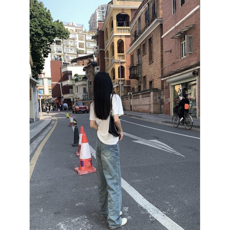 Damen T-Shirt aus reiner Baumwolle mit lockeren Ärmeln