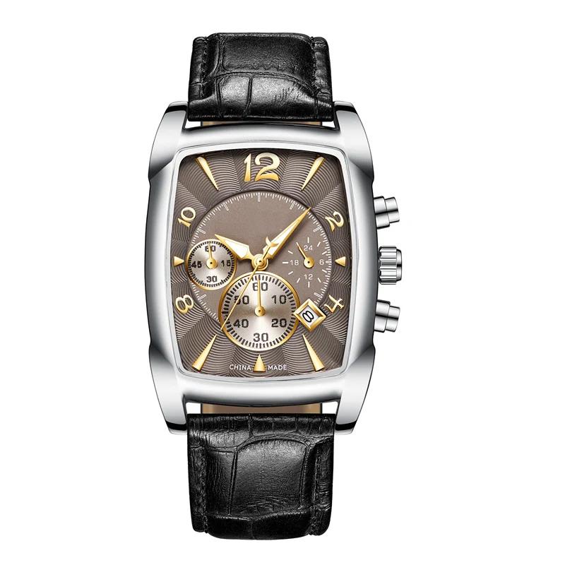 

Mens Multifunctional Watch Business Quartz Watches Leather Waterproof Wristwatch